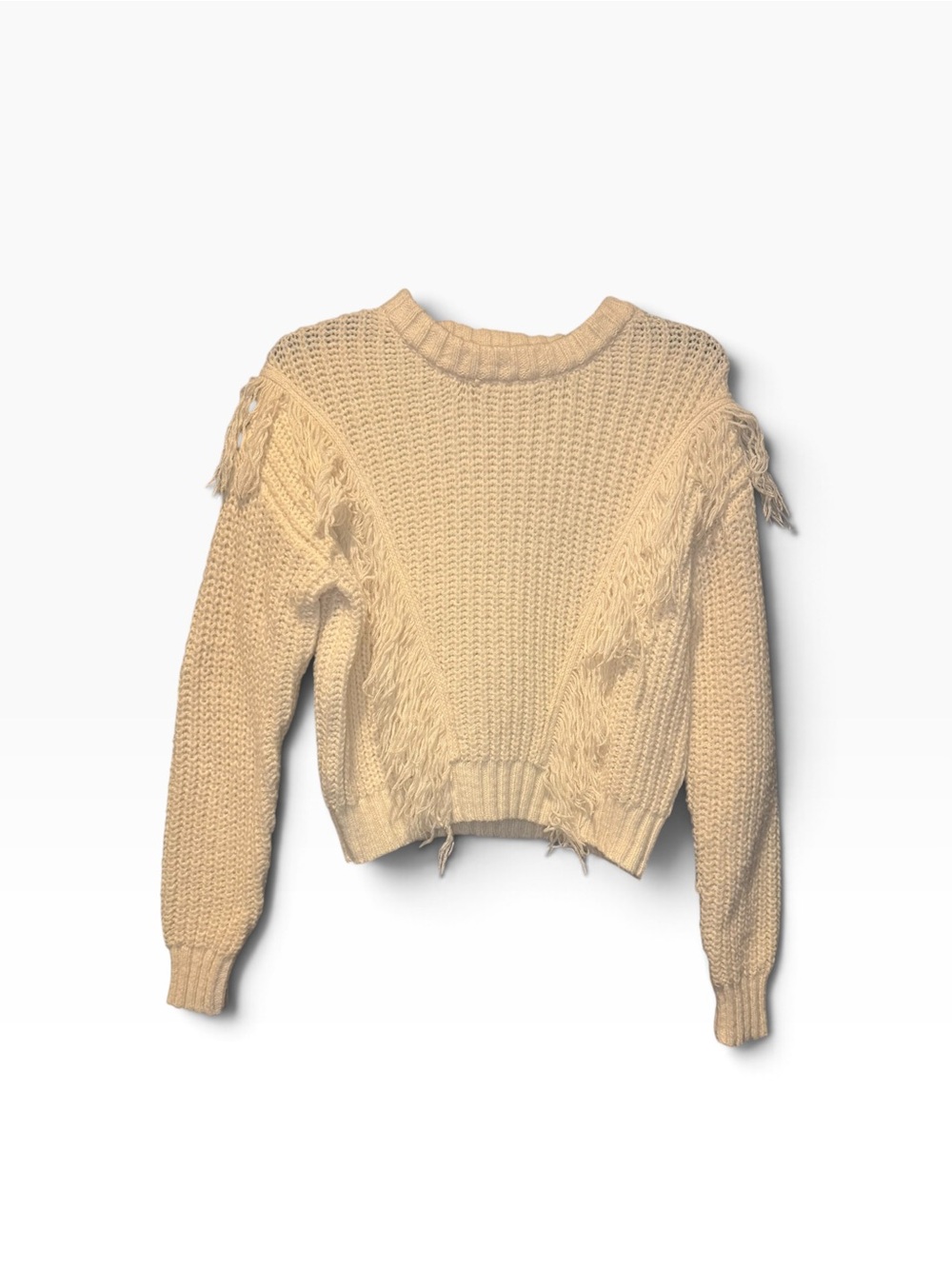 Freshman Cream Fringe Crewneck Sweater